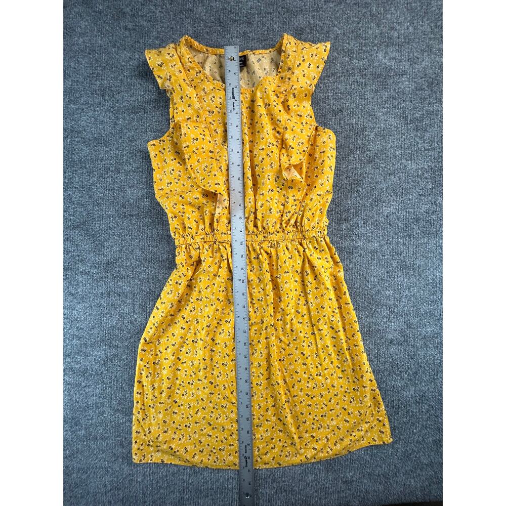 City Streets Women's Small Yellow Floral Ruffle Sleeve Dress Cotton Boho - Picture 7 of 8